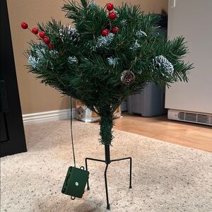 Festive Green Holiday Pot Filler with Red Berries